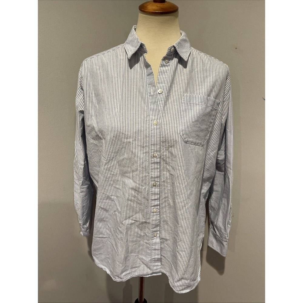 Sezane Tomboy Shirt in Blue White Stripe Size 36